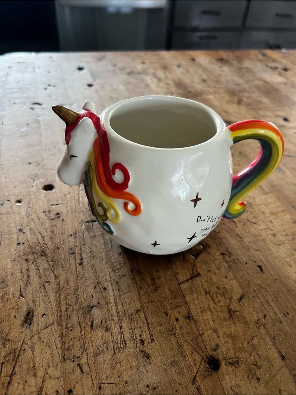 NATURAL LIFE White Unicorn Mug with Rainbow Mane and Handle